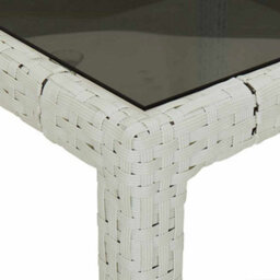Berkfield Garden Dining Table White 150X90X75 Cm Poly Rattan - thumbnail 5