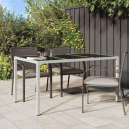 Berkfield Garden Dining Table White 150X90X75 Cm Poly Rattan