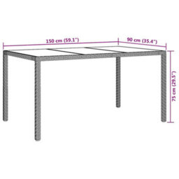 Berkfield Garden Dining Table White 150X90X75 Cm Poly Rattan - thumbnail 6