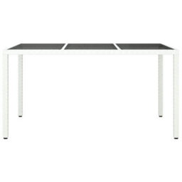Berkfield Garden Dining Table White 150X90X75 Cm Poly Rattan - thumbnail 3