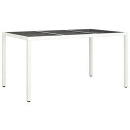Berkfield Garden Dining Table White 150X90X75 Cm Poly Rattan - thumbnail 2