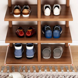 6 Tier -Brown 48X24X80Cm Multi-Tier Simple Shoe Rack Wooden Organizer Vertical Home Storage Shoe Shelf - thumbnail 2