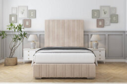 "Sloomy Langston Sand Naples Bed Frame With Mattress With 50"" Upholstered Headboard 4'6 Double" - thumbnail 1