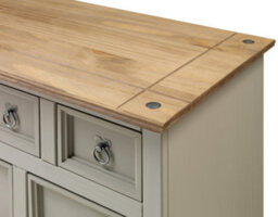 Mercers Furniture Corona 9 Drawer Merchants Chest 4+3+2 Drawers Sideboard Solid Wood Pine Grey Painted Wax Wooden Mexican Styling - thumbnail 4