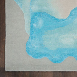 Mist Blue Wool Luxurious Modern Easy To Cleanhandmade Abstract Dining Room Bedroom And Living Room Rug -168Cm X 226Cm - thumbnail 7