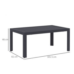 Outsunny Outdoor Side Table Garden Table With Steel Frame And Slat Top Grey - thumbnail 3