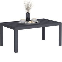 Outsunny Outdoor Side Table Garden Table With Steel Frame And Slat Top Grey - thumbnail 2