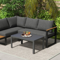Outsunny Outdoor Side Table Garden Table With Steel Frame And Slat Top Grey - thumbnail 9