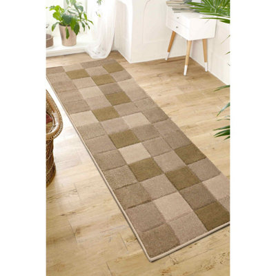 Melrose Green Blocks Geometric Design Medium Indoor Area Runner Rug 060/200Cm - image 1