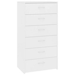 Berkfield Sideboard With 6 Drawers White 50X34X96 Cm Engineered Wood - thumbnail 2