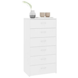 Berkfield Sideboard With 6 Drawers White 50X34X96 Cm Engineered Wood - thumbnail 3