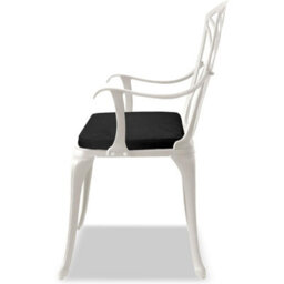Homeology Oshowa White Aluminium Weatherproof Outdoor Table And 2 Comfortable Chairs Bistro Set With Black Cushions - thumbnail 9