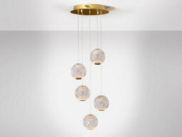 Luminosa Lighting Luminosa Austral Modern Cluster Drop 5 Light Led Pendant Light, Spherical Carved Crystal Globes, 1264Lm, 3200K - Uk Stock - thumbnail 3