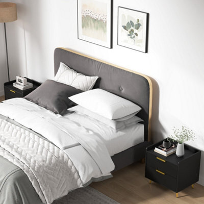 Homcom Bedside Table Set Of 2 With 2 Drawers For Bedroom, Living Room, Black - image 1