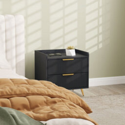 Homcom Bedside Table Set Of 2 With 2 Drawers For Bedroom, Living Room, Black - thumbnail 8
