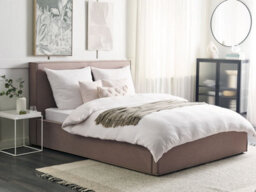 Beliani Ottoman Bed Fabric Moissac 160 X 200 Cm (Eu King Size) Taupe - thumbnail 2