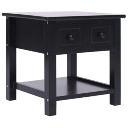 Berkfield Durable Side Table Black 40X40X40 Cm Paulownia Wood - thumbnail 2