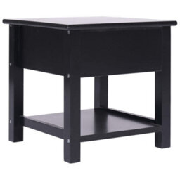 Berkfield Durable Side Table Black 40X40X40 Cm Paulownia Wood - thumbnail 3