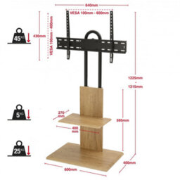 "Ttap Oak Tv Stand With Bracket For Up To 65"" Tvs" - thumbnail 2