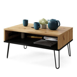 Heze Furniture Hairpin S-90 Modern Lift Top Coffee Table - Artisan Oak & Black - thumbnail 6
