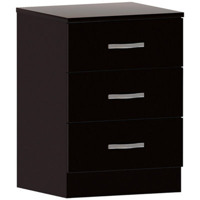 Lassic Vida Designs Riano 4 Piece Bedroom Set (3 Drawer Bedside Chest, 5 Drawer Chest, 2 Door Wardrobe) Black (5) - image 1