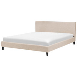 Beliani Bed Fabric Fitou 180 X 200 Cm (Eu Super King) Beige - thumbnail 1