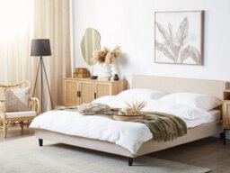 Beliani Bed Fabric Fitou 180 X 200 Cm (Eu Super King) Beige - thumbnail 2