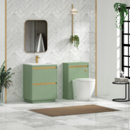 Royal Bathrooms Orion 600mm Mint Sage 2 Drawer Floor Standing Vanity Unit With Stone Basin & Brushed Brass Strip - thumbnail 3
