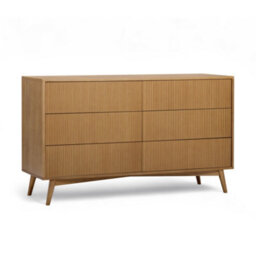 Teamson Home Tremolo Chest Of Drawers 6 Fluted Push-Open Drawer Bedroom Dresser, Natural - thumbnail 2