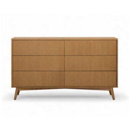 Teamson Home Tremolo Chest Of Drawers 6 Fluted Push-Open Drawer Bedroom Dresser, Natural - thumbnail 6