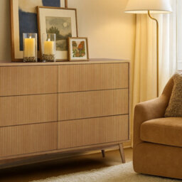 Teamson Home Tremolo Chest Of Drawers 6 Fluted Push-Open Drawer Bedroom Dresser, Natural - thumbnail 3