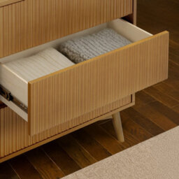 Teamson Home Tremolo Chest Of Drawers 6 Fluted Push-Open Drawer Bedroom Dresser, Natural - thumbnail 4