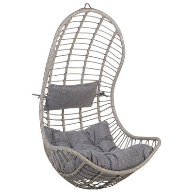 Beliani Hanging Chair Pineto Pe Rattan Grey - image 1