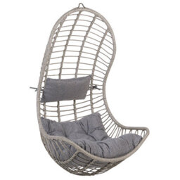 Beliani Hanging Chair Pineto Pe Rattan Grey