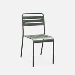 Sweeek - 4-Seater Rectangular Steel Garden Table With 4 Chairs Khaki Green 120X70X72.5 Cm - Amelia - thumbnail 4