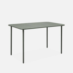 Sweeek - 4-Seater Rectangular Steel Garden Table With 4 Chairs Khaki Green 120X70X72.5 Cm - Amelia - thumbnail 3