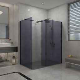 Sundaze Walk In Wet Room Shower Enclosure Grey Glass 800mm & 800mm & 215mm Flipper Panel With 1600X800mm Anthracite Shower Tray - thumbnail 1