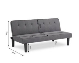Home Detail Layla 3 Seater Sofa Bed Charcoal Grey Fabric Clic Clac Sofabed Tufted Back - thumbnail 5