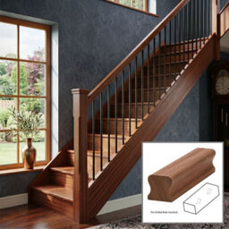 Sapele Handrail Thr 1.2M Rake Drilled For 14mm Metal Spindles Uk Manufactured Traditional Products Ltd - thumbnail 1