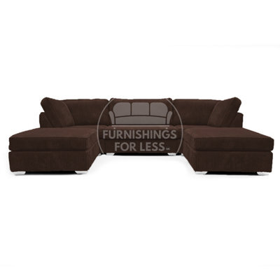 Furnishings For Less UK Bishop Chocolate U Shaped Soft Fabric Jumbo Cord Detachable 5 Seater Large Sofa - image 1