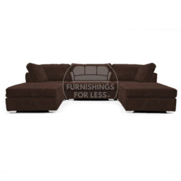 Furnishings For Less UK Bishop Chocolate U Shaped Soft Fabric Jumbo Cord Detachable 5 Seater Large Sofa - thumbnail 1