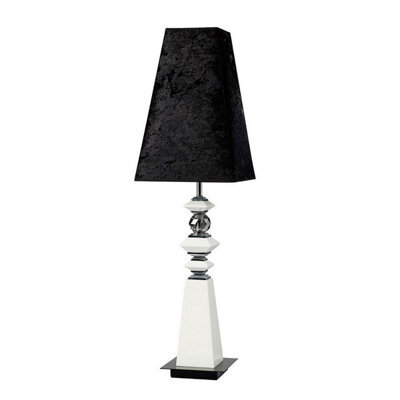 Luminosa Lighting Luminosa (Dh) Galata Table Lamp E27 Black Suede Shade White/crystal, Not Led/cfl Compatible - image 1