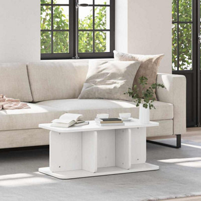 Berkfield Coffee Table White 80 X 39.5 X 33.5 Cm Solid Pine Wood - image 1
