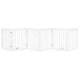 Walplus White Dog Gate With Door Foldable 6 Panels 300 Cm Poplar Wood - thumbnail 3
