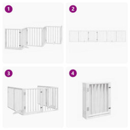 Walplus White Dog Gate With Door Foldable 6 Panels 300 Cm Poplar Wood - thumbnail 7