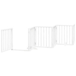Walplus White Dog Gate With Door Foldable 6 Panels 300 Cm Poplar Wood - thumbnail 4