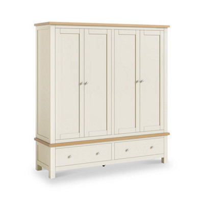 Farro Cream 4 Door Wardrobe With 2 Drawers - By Roseland Furniture - image 1