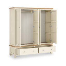 Farro Cream 4 Door Wardrobe With 2 Drawers - By Roseland Furniture - thumbnail 4