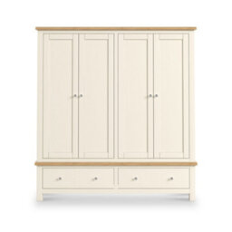 Farro Cream 4 Door Wardrobe With 2 Drawers - By Roseland Furniture - thumbnail 3