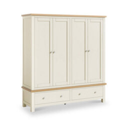 Farro Cream 4 Door Wardrobe With 2 Drawers - By Roseland Furniture